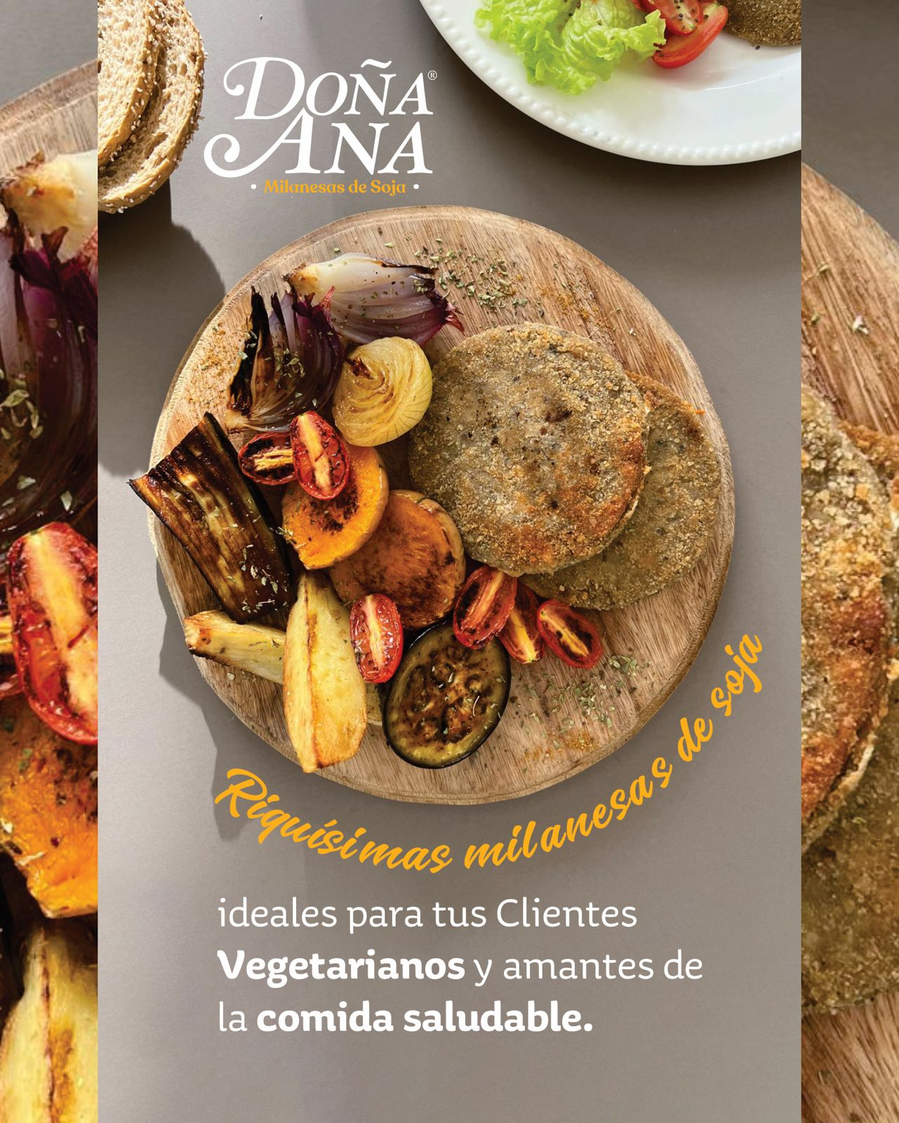 Milanesa de soja Doña Ana con verduras asadas